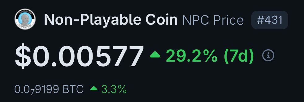 corleonescrypto's tweet photo. $NPC will be a lot bigger than $PEPE next bull

Don’t say i didn’t warn you https://t.co/7g0PdR5KIK
