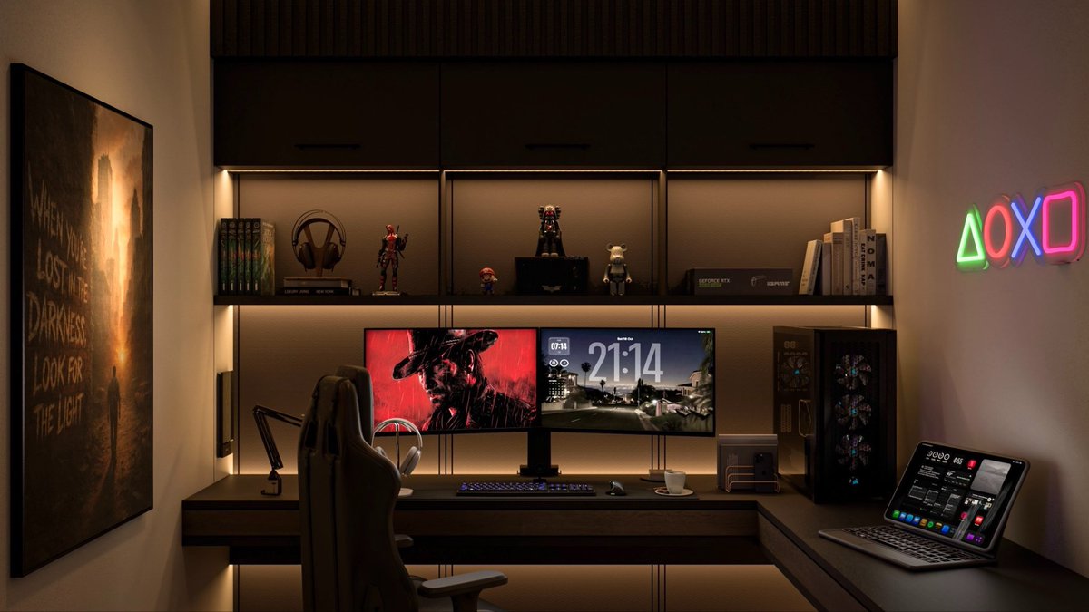 sa_arch2's tweet photo. من اعمالنا الاخيرة في تصميم غرفة لرواد الـ ( Gaming ) بي سي سيت أب 

الرياض - SA Studio 
7,5 م 

تصميم مثالي يعيشك تجربة مختلفة وجو مختلف بتوزيع انارة مدروس يتوافق مع وظيفة المكان .

#تصميم_داخلي https://t.co/PKQmqk8hhm