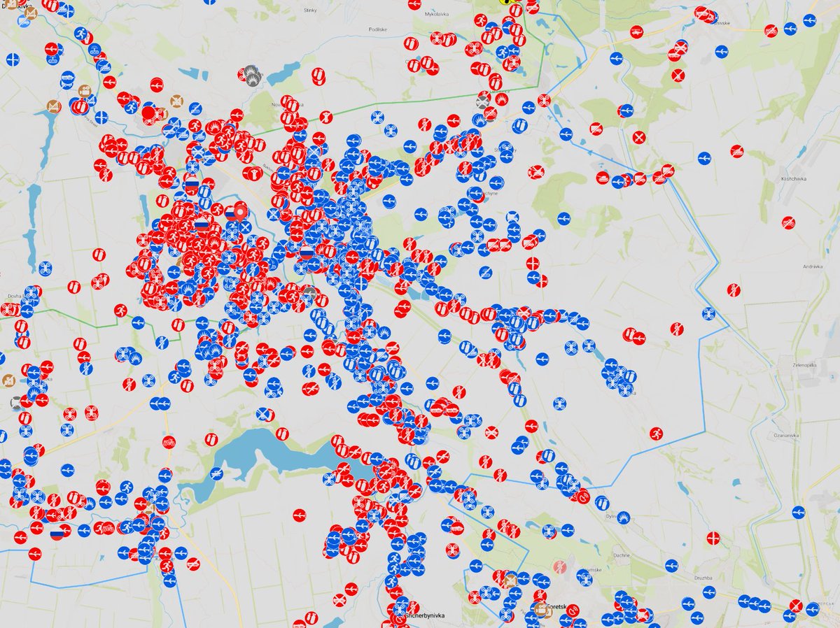 GeoConfirmed's tweet photo. The Battle for Kostyantynivka, Donetsk Oblast, Ukraine.

05 JUL 2025 - 05 JUL 2026
Over 2100 @GeoConfirmed datapoints mapped.
(every point = footage)

Russian army advanced roughly 15km in a year with a huge amount of losses based on all this footage.

https://t.co/Ys1gTKUuWH https://t.co/Qifl28T1Pr