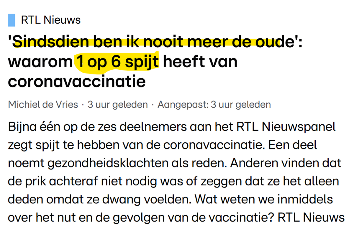 Leon1969's tweet photo. Even kijken. 13 miljoen, 329 duizend, tweehonderd drie-en-zestig mensen zijn er gevaccineerd en 1 op de 6, dat is even zien, 2.221.583, zegge twee en een kwart miljoen mensen, heeft prikspijt. Honderdduizenden door gezondheidsklachten. Lekker gewerkt, pik. (Hugo, red.) https://t.co/2fMpmjAm56