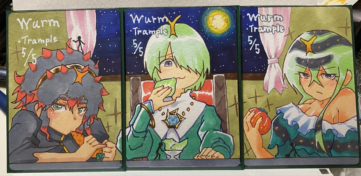 taisyoumtg's tweet photo. あるびさんから頼まれてたトークンも昨日納品しました。いろんなの描けて楽しかったな🎵
世界棘用ワームトークン https://t.co/KUdtSKtFLU
