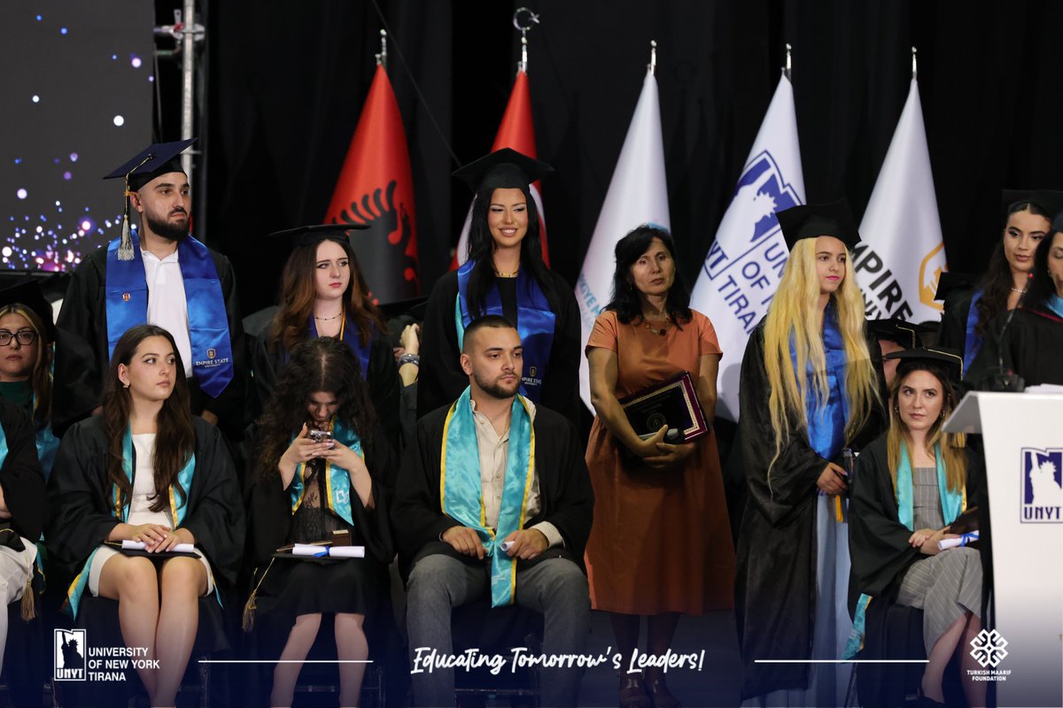 UNYT_Official's tweet photo. We were honored to welcome distinguished representatives from our partner institution, SUNY Empire State University, to the 2026 Graduation Ceremony. 

Mrs. Francesca Cichello, Senior Executive Director of International Education and Dr. Todd Nesbitt, Director of European Programs, during their addresses, they highlighted the significance of American higher education, emphasizing its commitment to academic excellence, innovation, global opportunities, and student success. 

They also encouraged students to take advantage of international education pathways and the benefits of earning an American degree.

A special moment was the delivering American degrees to graduates, recognizing their academic achievements and celebrating the successful collaboration between our institutions.

We look forward to further strengthening our partnership and expanding opportunities for our students through continued international cooperation.

🗽 University of New York Tirana

𝙀𝙙𝙪𝙘𝙖𝙩𝙞𝙣𝙜 𝙏𝙤𝙢𝙤𝙧𝙧𝙤𝙬’𝙨 𝙇𝙚𝙖𝙙𝙚𝙧𝙨!

#UNYT #MaarifUniversities #MaarifAlbania #ClassOf2026 #UNYTGraduationCeremony