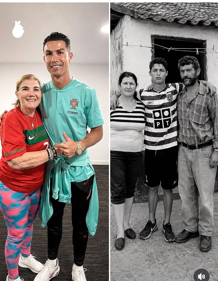 naturelover6024's tweet photo. From that small house in Madeira... to the world stage 🌍➡️👑
Left: Cristiano + mom Dolores today. Smiles, trophies, legacy but he misses his father who passed away 😭.
Right: Young CR7 with mom Dolores + dad José. No fame, just dreams + love. https://t.co/GmraOq2nZ9