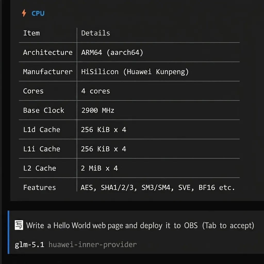 BiswajitPrep's tweet photo. Didn't know Huawei has this.

It gives you a free cloud Linux container with root access, AI CLI tools, and DeepSeek + GLM models already setup.

No installing. Just open and start building.

Only catch is containers expire every 6 hours. and for registration you need +86 phone number.
 
#huawei