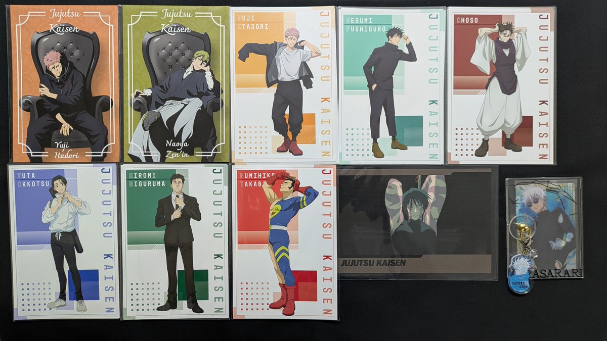 sarasarari99's tweet photo. 【交換】呪術廻戦 死滅回游 トレーディングミニカード Vol.2 SNAP CARD スナップカード4 ぱしゃこれ 第8弾 第3期  死滅回游OP・ED Ver. ブックマークコレクション Plaza chair:Black 身支度フェア 特典 カプセルラバーキーホルダー

譲：虎杖悠仁 伏黒恵 乙骨憂太 脹相 日車寛見 禪院直哉など
↓ https://t.co/iuTDmz4QKh