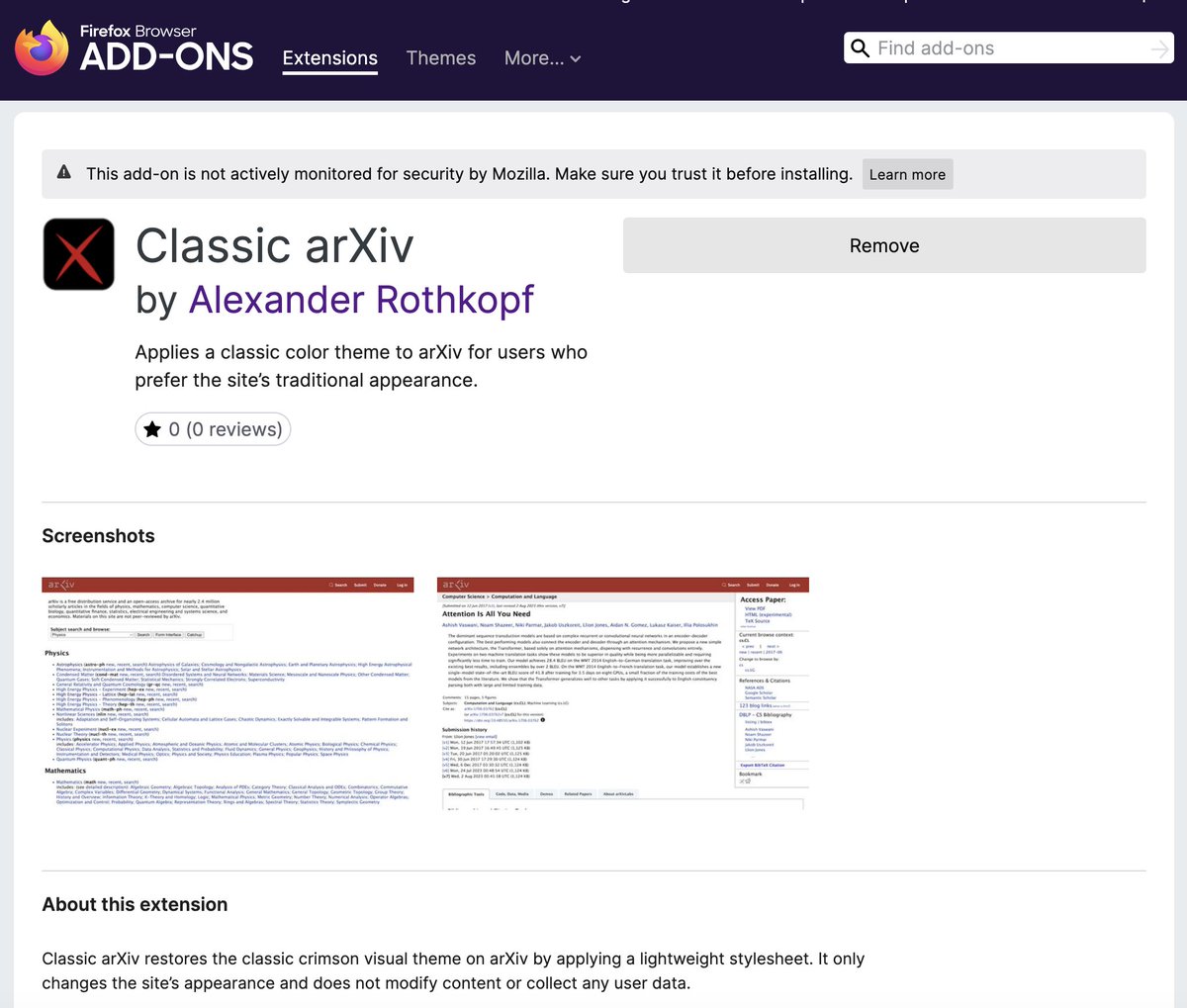 rothkopfAK's tweet photo. Now you can also enjoy the classic crimson color scheme of the #arXiv when using your @firefox browser. My free extension "Classic arXiv" is available via the official @mozilla addon webpage:
https://t.co/U0imglZhxb https://t.co/ZqEdkn9sqV