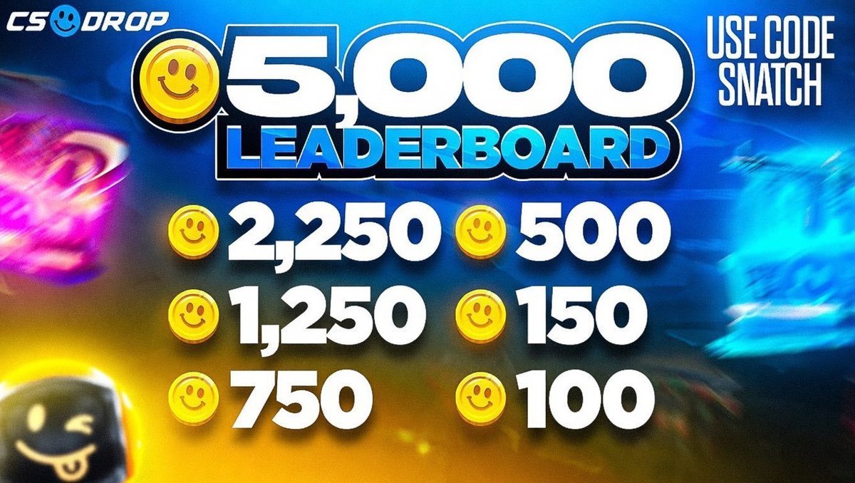 TheSnatch7's tweet photo. 👉5,000c CSDROP WAGER LEADERBOARD👈

🎁RT+Tag 1 for $50

🏆Prizes
🥇- 2250 coins
🥈- 1250 coins
🥉- 750 coins
4️⃣ - 500 coins
5️⃣ - 150 coins
6️⃣ - 100 coins

🎆Make sure to use code "SNATCH"🎆
🎉https://t.co/hGg68K6GE3🎉
🕐ENDS IN 2 WEEKS!

Track your stats:
👉https://t.co/buUjPKCngk…👈