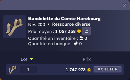 Fu_Fuu_Tyl's tweet photo. Qqun vend des Bandelette du Comte Harrebourg à prix "raisonnable" sur le serveur RAFAL par hasard ? 🤔

#Ankama #Dofus #PVM #Kamas #Rafal @DOFUSfr https://t.co/WkCe9DzINF
