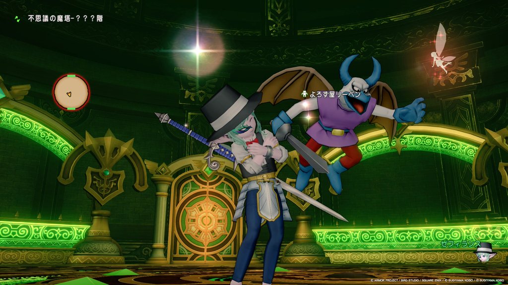 invoke_drqx's tweet photo. フレさんに触発されて
途中放置の不思議の魔塔へ
🟣紫が欲しくて下層階辺りでやっと出会えた緑色の扉

#NintendoSwitch #DQ10 https://t.co/TdfSv9lGC5