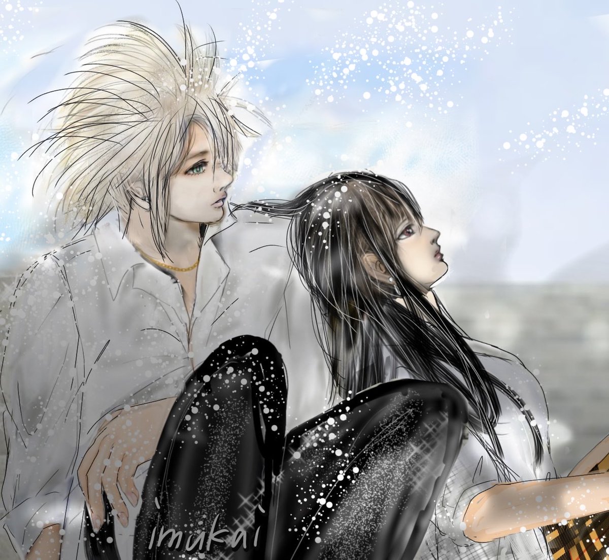 kvi_rr's tweet photo. おやすみなさい😴💤
#illustrations #イラスト #デジタル 
#ff7ec #FF7 FF7 FF7R 
クラウドとティファ　和み
三郷と沙羅コスプレイメージ再投稿です。
削除したら申し訳ありません。 https://t.co/NXfEE2qmLb