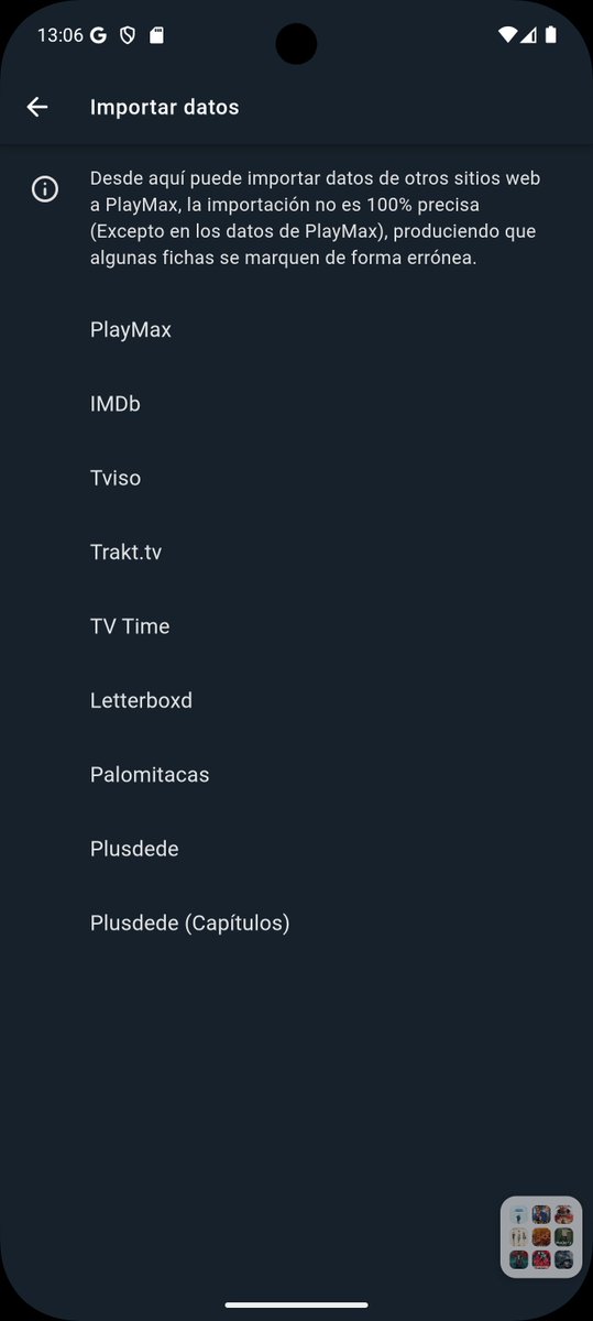 PlayMaxApp's tweet photo. Se ha habilitado la posibilidad de importar datos de TV Time desde la app.

Ahora puedes importar el archivo de datos de TV Time directamente desde la aplicación, igual que desde la web, para conservar tu historial de series y películas. https://t.co/IZc2iWIT6t