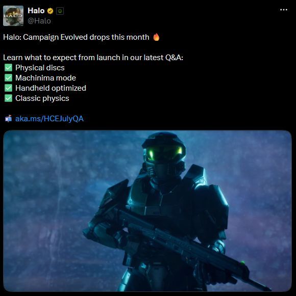 Ataritacom's tweet photo. Sony'nin Ocak 2028'de fiziksel disk üretilmeyeceğini açıklamasından sonra Xbox, Halo: Campaign Evolved’ın fiziksel diskli bir sürüme sahip olacağını doğruladı. https://t.co/6tenRBrxos