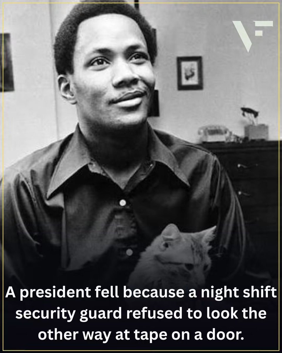 Mr_Husky1's tweet photo. June 17, 1972. Washington D.C.

Frank Wills was working the graveyard shift at the Watergate office complex. It was the kind of job people don't notice until something goes wrong.

Around midnight, during his rounds, he found tape holding a door lock open. He removed it. Probably kids, he thought. A prank.

Two hours later, he checked again.

The tape was back.

Someone wanted that door open. Someone was still inside.

Frank Wills was not a detective. He was not a politician. He was not powerful or protected or connected. He was a 24-year-old Black security guard making $80 a week, doing a job most people considered invisible.

He could have walked away. Ignored it. Finished his shift. Gone home.

Instead, he picked up the phone and called the police.

That call led to five men being arrested inside the Democratic National Committee headquarters. Those arrests exposed a burglary operation. That burglary exposed a White House cover-up. That cover-up ended Richard Nixon's presidency and shook American democracy to its foundation.

History remembers Watergate as a political scandal. It should also remember it as the moment one ordinary man chose integrity over silence.

Frank Wills testified before Congress. He appeared on television. For a brief moment, the nation knew his name. Then the cameras moved on, the way they always do.

He lost his security job. The man who had set off the chain of events that toppled a presidency could not find steady work. He struggled financially for years. He took odd jobs. He never received meaningful compensation for his role in history.

In 2000, Frank Wills died at age 52 in relative poverty. Without the recognition, the pensions, the book deals, the speaking fees that others connected to Watergate received.

The journalists who reported the story became legends. The prosecutors who built the case became heroes. The politicians who investigated became statesmen.

The security guard who made the first call was forgotten.

This is not only Frank Wills' story. It is the story of who gets remembered and who gets erased. Of whose heroism gets monuments and whose gets ignored. Of how power decides which acts of courage are recorded and which are not.

Frank Wills was not supposed to be important. He worked the night shift. He carried keys. He checked doors. He was the kind of person powerful people learn not to see.

But he saw what was wrong. And he refused to look away.

American democracy held that night not because of speeches or strategy or systems.

It held because one ordinary Black man working for $80 a week decided that tape on a door mattered.

Power collapses when watched closely. History changes when someone does the right thing quietly. And heroes do not always stand at podiums.

Sometimes they carry keys. Sometimes they work the night shift. Sometimes they die forgotten.

Remember Frank Wills.