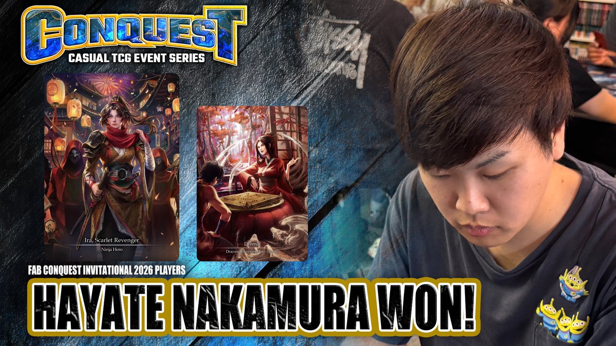 faBConquest's tweet photo. CONQUEST INVITATIONAL 2026
優勝はアイラ・ドロマイを操って駆け抜けたナカムラハヤテ選手でした、おめでとうございます！ https://t.co/1bsnFogBhg