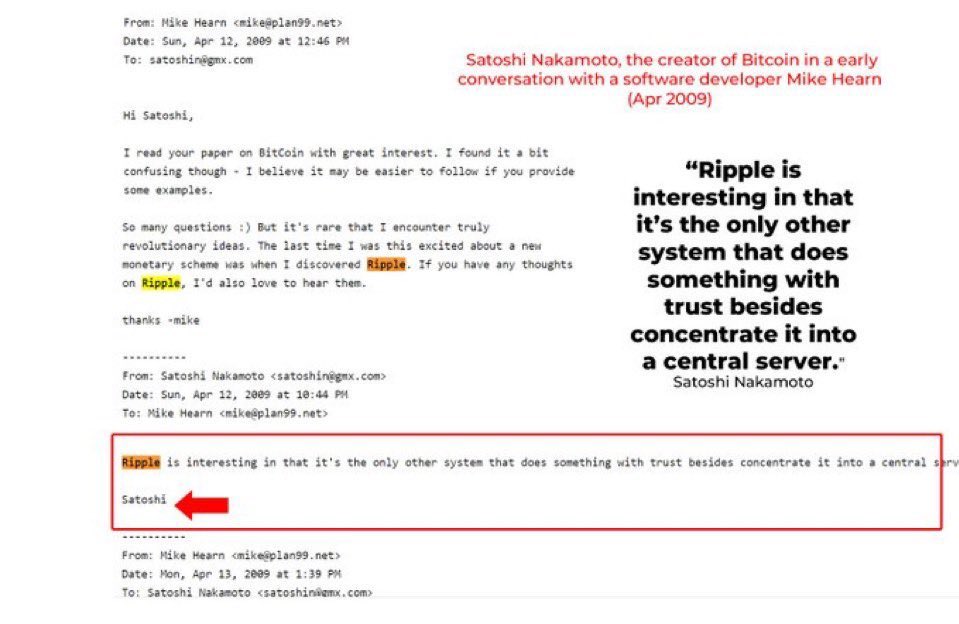 _Crypto_Barbie's tweet photo. 🎙️ SATOSHI NAKAMOTO IN 2009: „RIPPLE IS THE ONLY SYSTEM THAT DOES SOMETHING WITH TRUST BESIDES CONCENTRATING IT INTO A CENTRAL SERVER.“ 👀 

REMEMBER WHAT BRAD GARLINGHOUSE SAID: „THE VALUE OF A TOKEN OVER THE LONG-TERM IS REALLY GONNA BE DERIVED BY ITS UTILITY!“ 😏 https://t.co/7nI5Zoqi9M