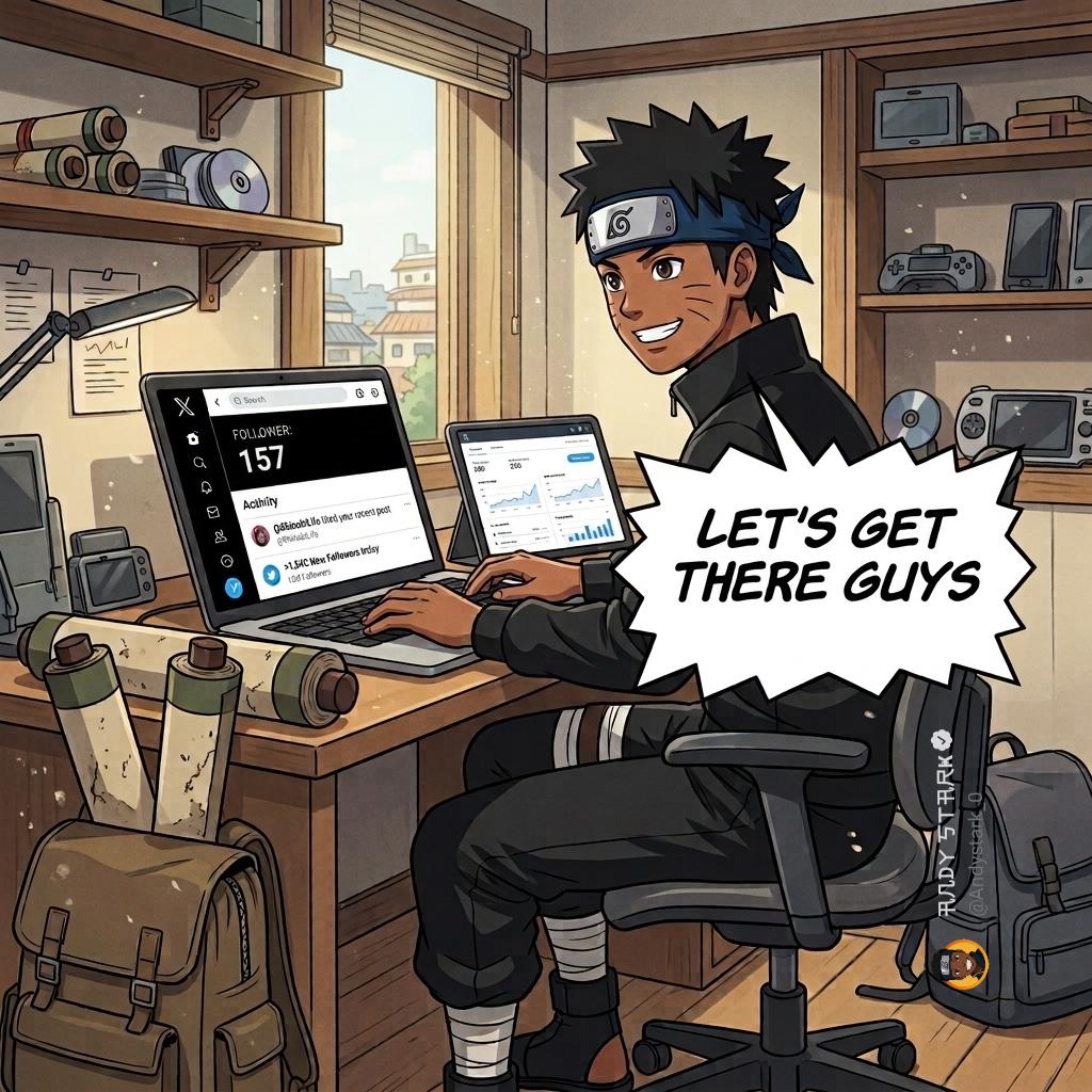 andystark_0's tweet photo. Sitting at 157 followers and locking in for the next milestone. 🥷💻
No shortcuts, no fake hype—just daily execution, clean work, and building a real community from scratch. The vision is clear, and we’re moving forward every single day.
#Roadto200 #AnimeArt #CreatorEconomy https://t.co/F4ll04BEFy