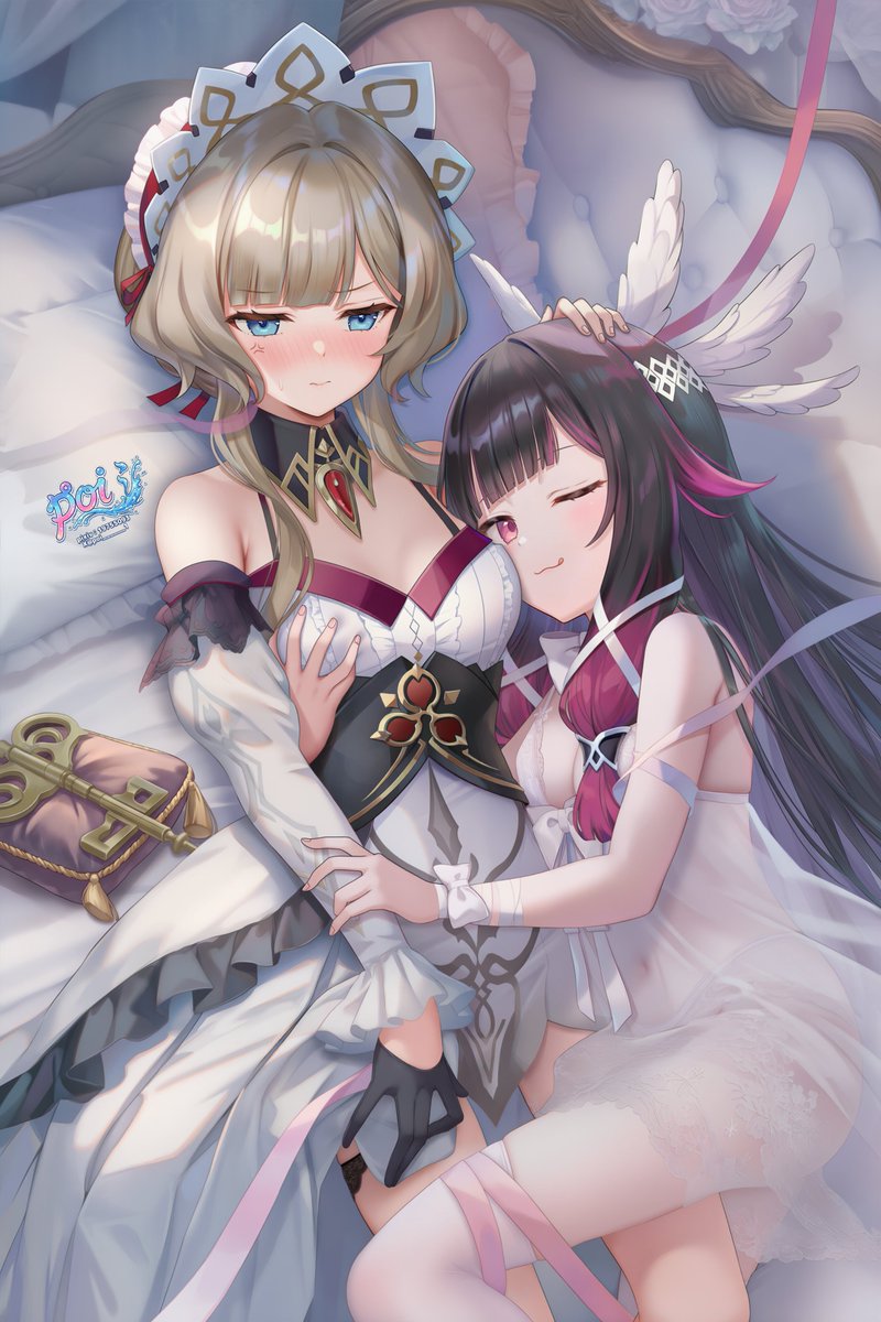 poi______1's tweet photo. コロンビーナ×サンドローネ 
てへっ
#原神 #百合  SFWイラスト https://t.co/iXnjrGq3cE