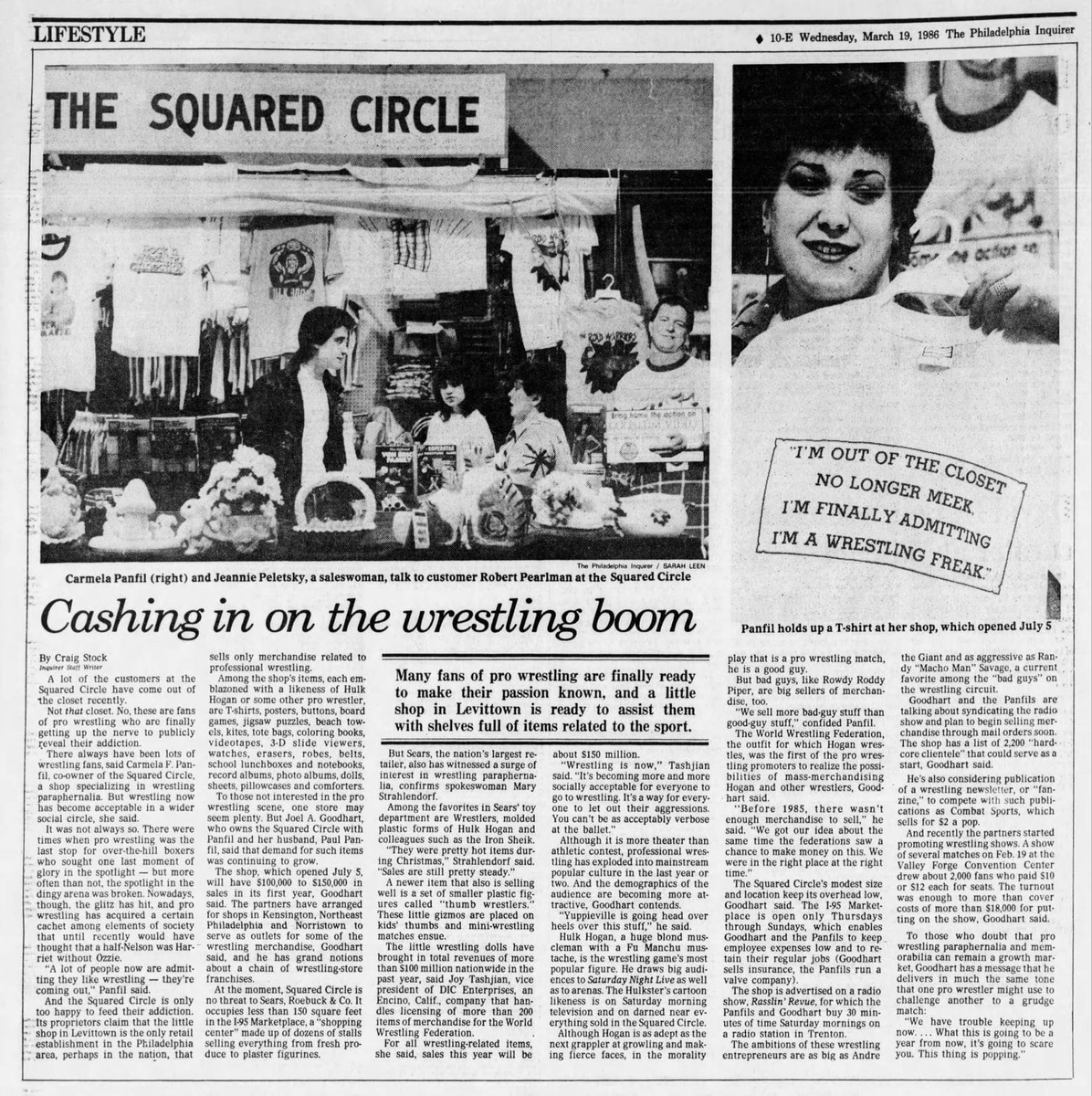 allan_cheapshot's tweet photo. #OnThisDay in 1985: The Squared Circle, probably America's first store dedicated to wrestling merch, started just outside Philadelphia, holding a tiny booth less than 150 square feet in Levittown PA's I-95 Marketplace. The grand opening was attended by Bruno Sammartino. https://t.co/pTM24OsdAM