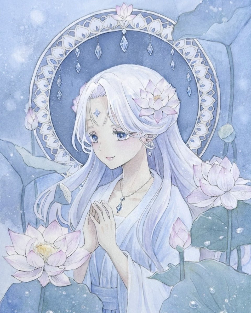 crafter__efu's tweet photo. 『蓮の神様』🪷

蓮の花を見守る、小さな神様を描きました。

花が咲いている時だけではなく、
役目を終えて種になった蓮にも
「よく頑張ったね」と優しく声を掛けている──
そんな存在をイメージしています。

透明水彩 / ウォーターフォード紙

#透明水彩 #水彩イラスト #オリジナルイラスト #蓮 https://t.co/KIb3wmvfh4
