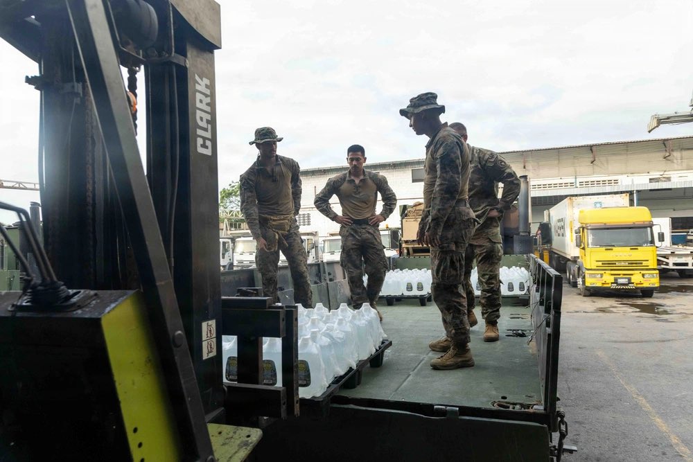 The24MEU's tweet photo. I ask for not a lighter load, but broader shoulders.

U.S. Marine Corps with #lcf24 , #clb8 conduct a resupply convoy in Venezuela.

The U.S. Department of War and U.S. Southern Command (SOUTHCOM) are in support of U.S. Department of State - led U.S. government relief operations. https://t.co/LC1Y51fIaB