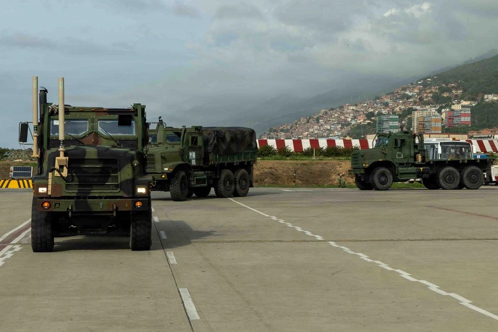 The24MEU's tweet photo. I ask for not a lighter load, but broader shoulders.

U.S. Marine Corps with #lcf24 , #clb8 conduct a resupply convoy in Venezuela.

The U.S. Department of War and U.S. Southern Command (SOUTHCOM) are in support of U.S. Department of State - led U.S. government relief operations. https://t.co/LC1Y51fIaB