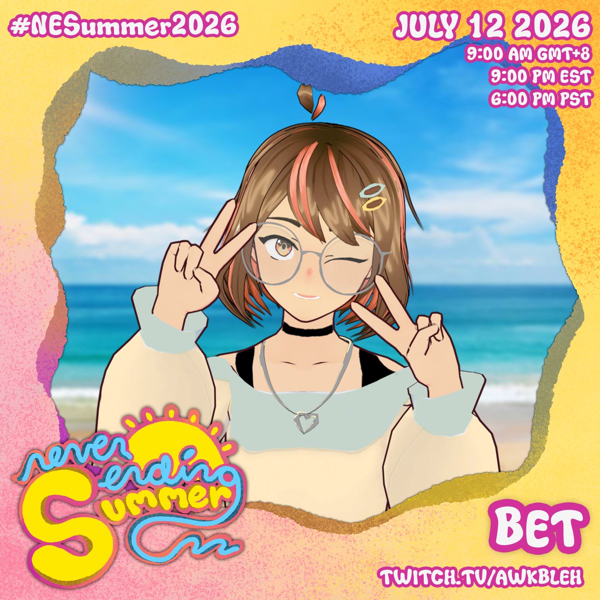 awkbleh's tweet photo. HELLOOO JUMPSCARE! 👻☀
I was invited to participate in @ASHA_EXE 's Never Ending Summer karaoke relay full of super uber talented people!!
Please tune in to hear us all summer all over the place 😎
📅July 12, 2026
🕔5:30PM (GMT+8)
Hope to see u then!!
#NESummer2026 https://t.co/jIaDTsYbIf