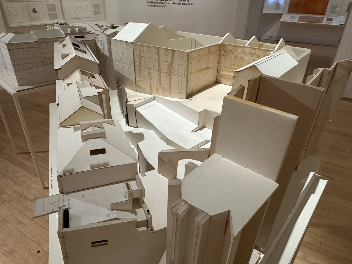 architext14's tweet photo. Siza drawings and models on display at Montreal CCA. Large scale foam core models and drawings of Chiado, Lisbon post fire 20 year reconstruction. https://t.co/7Datxq7aZt