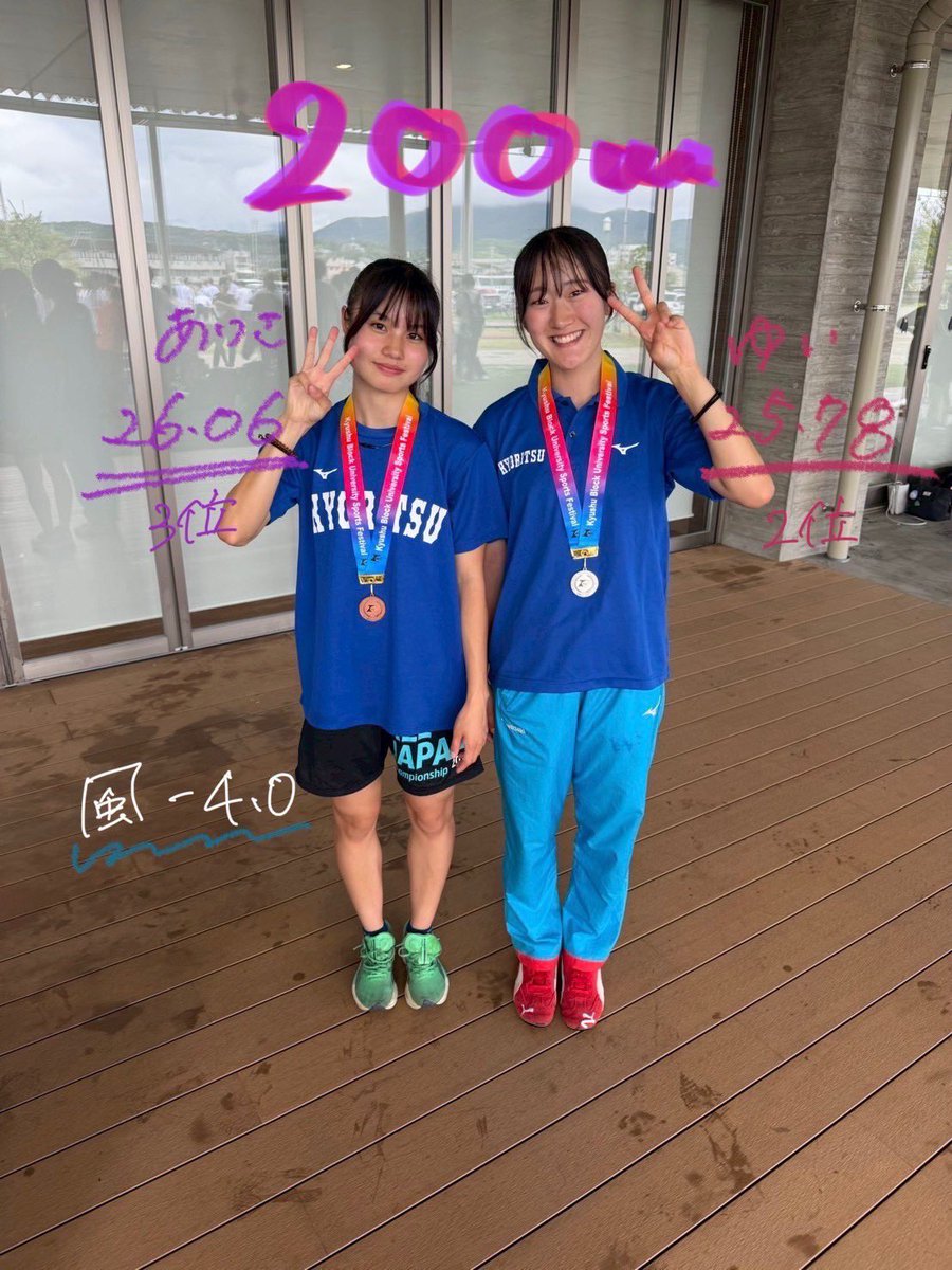 第76回九州地区大学体育大会 2026.07.04 女子200m 決勝(-4.0) 第2位