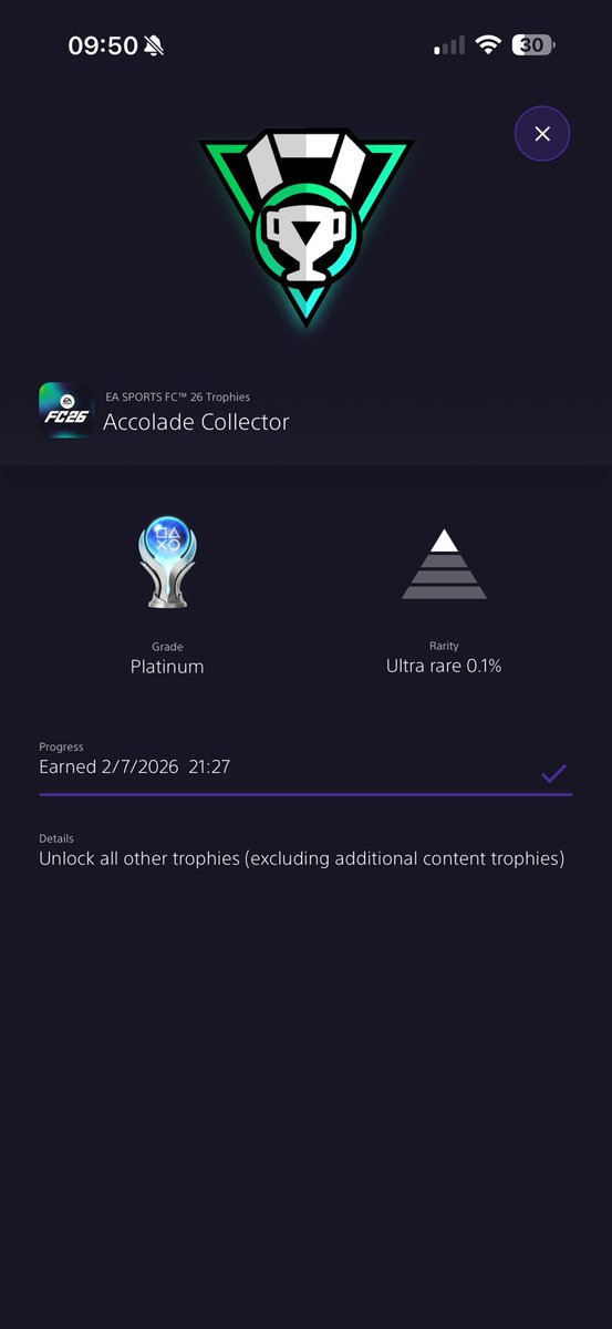 RRRuMoRZ_'s tweet photo. Platinum #11 FC 26

game was actually fun for a change clubs are brilliant with friends nothing but laughs but still can’t get my head round that you’ve got to buy the battle pass for a trophy ea for you 🥱😂 

Enjoyment 7/10
Time 167hrs https://t.co/v95B5xgtJX