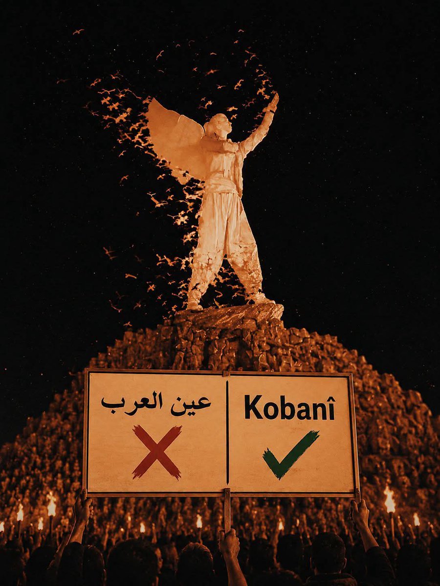 ciwanacuma's tweet photo. Erebkirina Kobanê û hemû bajarên Kurdan, ne lihevkirin e, lê belê ew qirkirineke nijadî ye! https://t.co/XH1qH8bQup