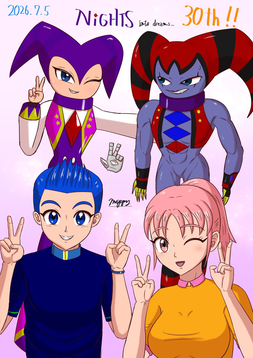 moppy_0213's tweet photo. ナイツ30周年おめでとう！！
「記念日くらい仲良くしようゼ！」
#NiGHTSintoDreams https://t.co/cl4A6DnwWn