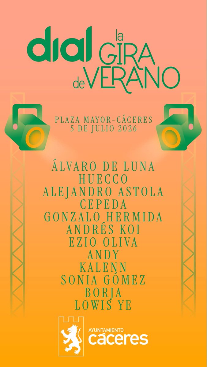 cepedistas_com's tweet photo. ☀️ Recordad que hoy se cierra de la Gira de Verano de @Cadena_Dial con su concierto en la Plaza Mayor de Cáceres y @cepedaoficial será uno de los artistas que pasarán está noche por el escenario. Si estáis por la zona, ¡no os lo perdáis! https://t.co/cFPHQRDmAC