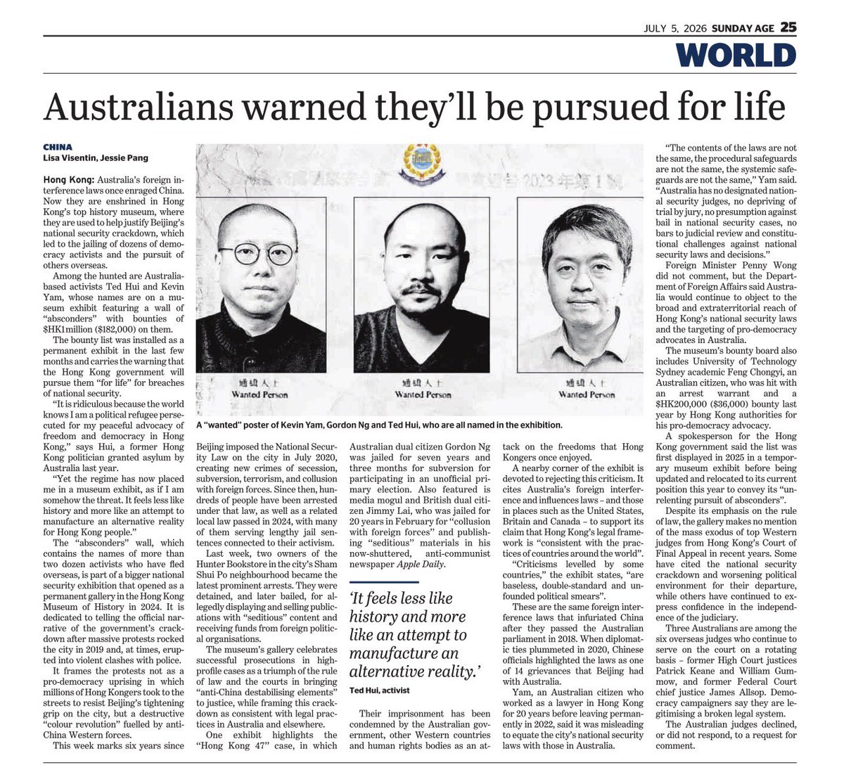 kevinkfyam's tweet photo. Thank you @LisaVisentin for writing about the Hong Kong Museum of History’s National Security Law exhibition (and quoting me on it) which feature @tedhuichifung and me. If the consequences weren’t so serious, one can almost laugh at this exhibition - it’s as if they are saying “you’re history!” to us in a childish, schoolyard bully tone.

Weblink to article: https://t.co/oyHhE1eEUn