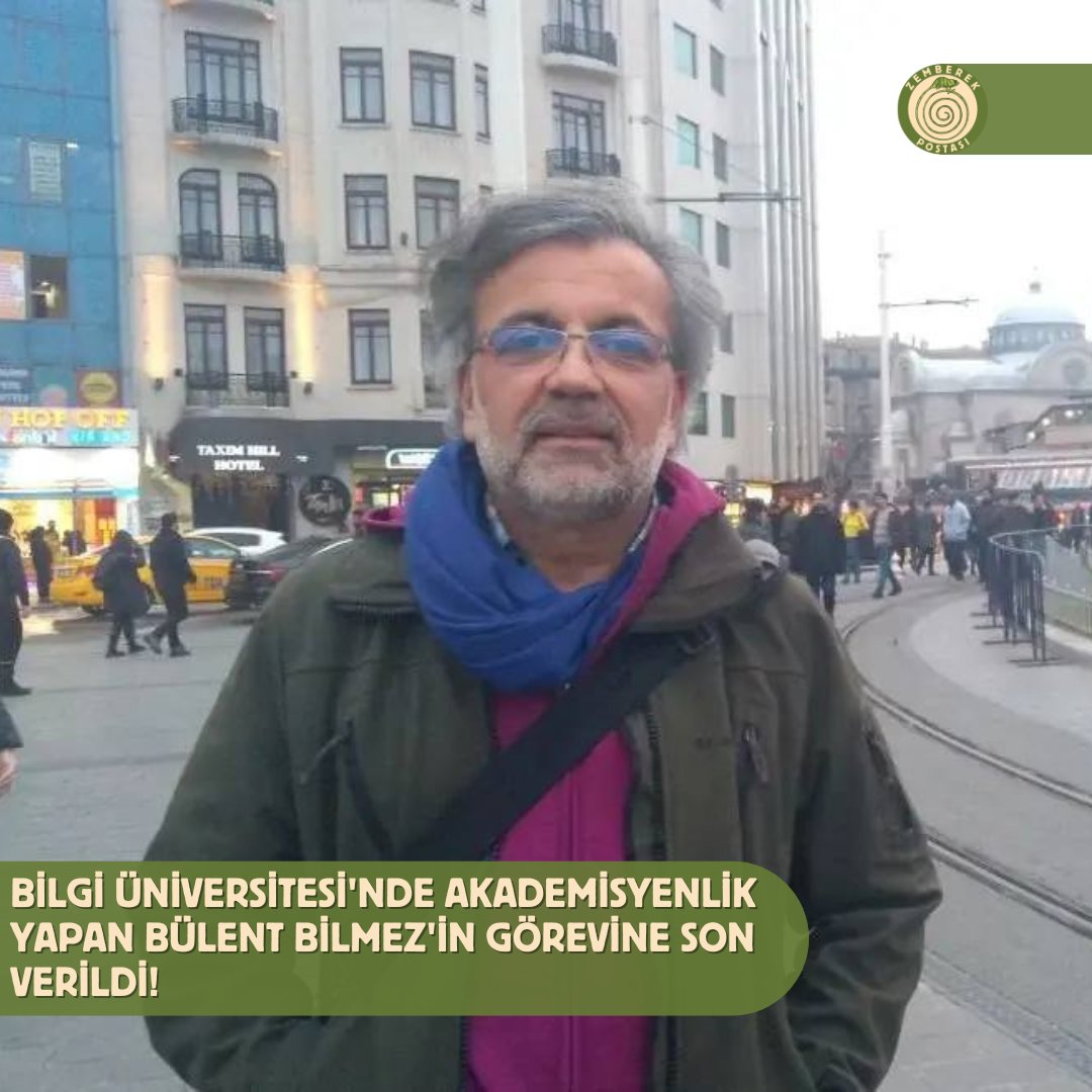 zemberekposta_'s tweet photo. 🚨 Bilgi Üniversitesi'nde bir akademisyen daha görevden alındı.

Tarih Bölümü'nde 21 yıldır görev yapan Bülent Bilmez'in görevine, yürüttüğü akademik çalışmalar gerekçe gösterilerek tek bir tebligatla son verildi.

Hocama dokunma! https://t.co/VIUMX8vPVc