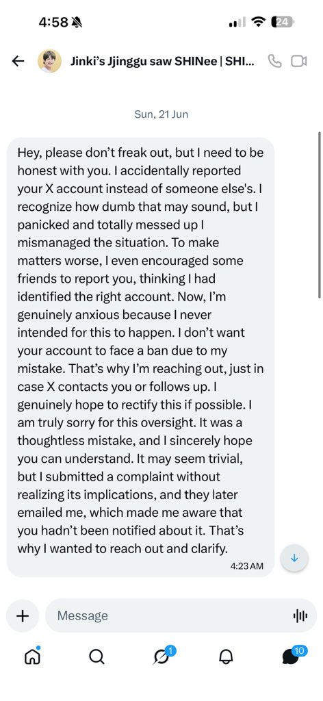taekeyminonjo's tweet photo. I opened my account and freaked out, but saw in Twitter a lot of similar messages for others like this is seen too. It’s a scam guys block them and move on. I got this from several of my old moots. https://t.co/T1NkgzLT34