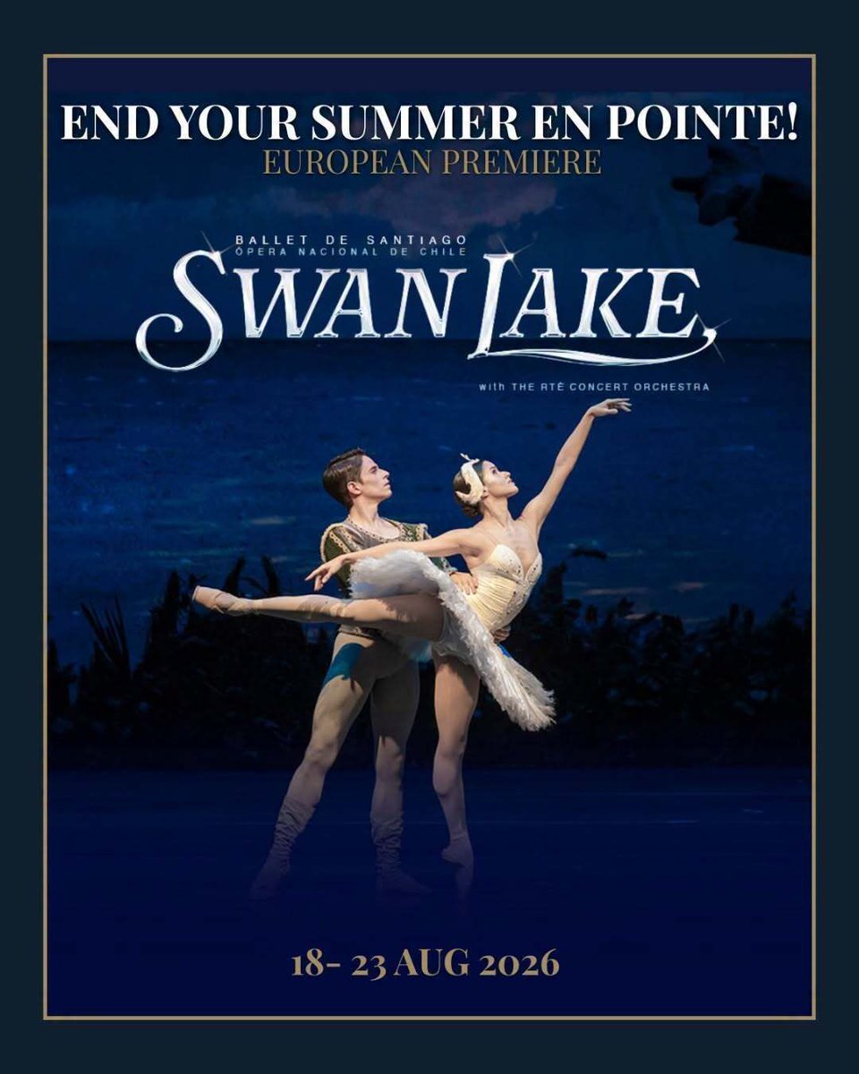 rte_co's tweet photo. Due to popular demand, one final performance of Swan Lake with the Ballet De Santiago and the RTÉ Concert Orchestra has been added, on Sunday 23 Aug at 5.30pm at the Bord Gáis Energy Theatre  🦢🩰 

https://t.co/camjE7ikSD https://t.co/WS8yZciJzM