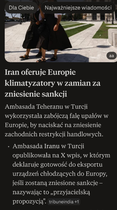 aborygo's tweet photo. @JacynaWitt @jakubwiech Jest taka teza wśród ludzi z branży, że pojawił się powszechny pomysł sprzedaży amerykańskiej klimatyzacji w UE w zamian za to, żeby Niemcy dalej mogli w USA sprzedawać samochody. Co ciekawe nawet Iran dołączył się ze swoją ofertą na rynki europejskie, więc coś jest na rzeczy. https://t.co/VF6RHg0uP2