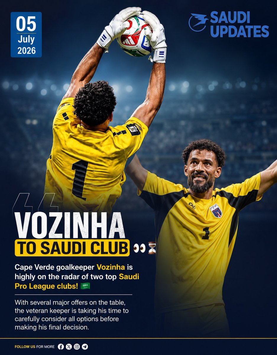 saudi_updates's tweet photo. Vozinha to Saudi club? 🇸🇦🔥

Saudi Pro League giants are reportedly racing to sign Cape Verde goalkeeper Vozinha! 
Two of the biggest clubs in the league have shown immense interest in bringing the veteran shot-stopper to Saudi Arabia. , https://t.co/62ICvdVPuj