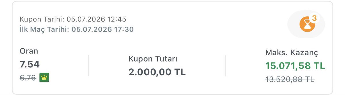 4macyeter's tweet photo. 5 TEMMUZ 3 Maç Yüksek oran kuponu

Tutarsa BEĞENİ RT yapan 3 kişiye 1000

Katılım bedeli yok herkesi bekliyorum 👇

https://t.co/wU9bPbzW3u https://t.co/NxmWYdHEzJ