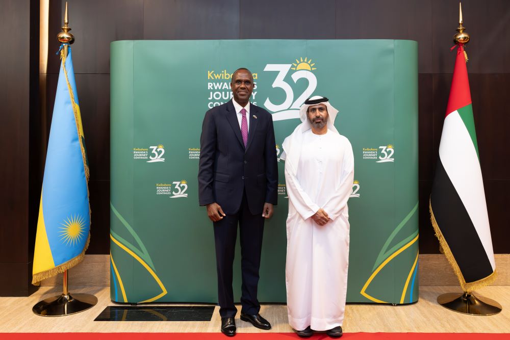 IGIHE's tweet photo. Rwanda’s Ambassador to the United Arab Emirates, John Mirenge, has said the country’s journey is no longer defined by its painful past but by remarkable transformation and resilience. He was speaking in Abu Dhabi on July 4, 2026, during celebrations of the 32nd Liberation Day anniversary hosted at a reception attended by more than 300 guests.

Read more ⤵️🔗
https://t.co/26DnFKT9f6