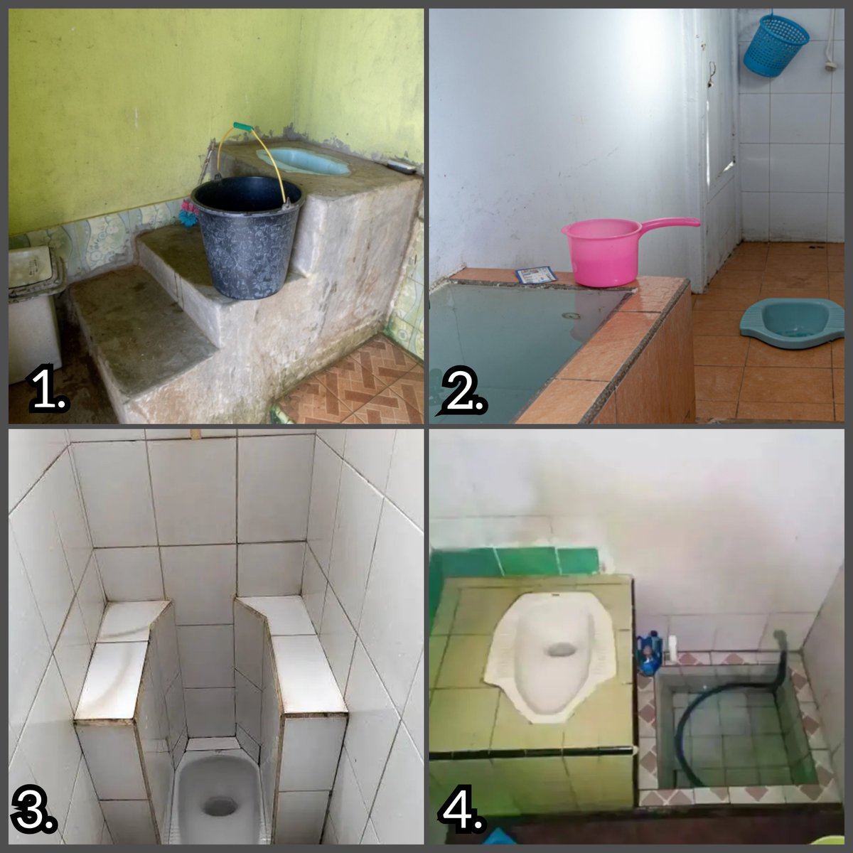 qrivasiii's tweet photo. Semisal kalian lagi bangun rumah, terus model kamar mandinya kalian yang pilih sendiri, kalian bakal pilih model yang nomer berapa https://t.co/EscD1fngIE
