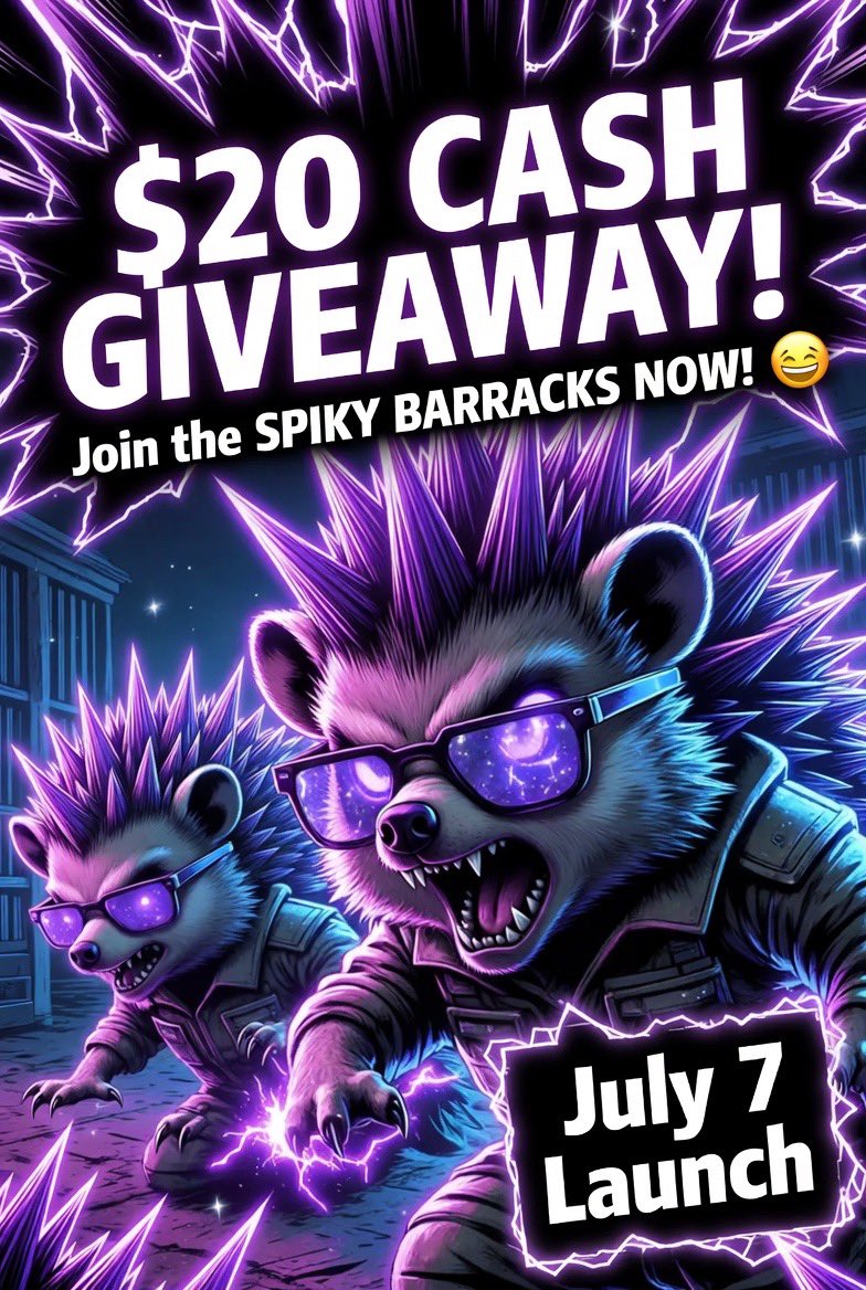 gabypadronp's tweet photo. 🚨 SPIKY  GIVEAWAY! 🚨

The SPIKY Army is growing fast. To celebrate and prep for the July 7 launch, we’re dropping $20 in cash ($10 each to 2 elite soldiers) — only for verified recruits who help expand the barracks!

How to Enter:
1.  Follow @StaySpiky (must be following)
2.  Turn on post notifications 🛎️
3.  Verify your wallet in the Barracks → Get your Soldier ID (in the telegram )
4.  Reply to this post with: • Screenshot of your follow + notifications ON • Your Barracks Soldier ID (or verified status) • Tag 2 friends who should join the Army

 Winners picked randomly in 24 hours and DM’d for payment. 

Official channels only — CA drops July 7 through Barracks.

Official Telegram: https://t.co/ArBb9hDJUe
Website: https://t.co/dq9xI4qIkK
Let’s fill the Barracks before launch! 🔥
Verify. Recruit. Hold the signal.
Stay Spiky. 🦔⚡ #SPIKY #SPKY #TheSpikyArmy #Solana