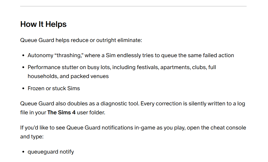 lunar_britney's tweet photo. with how lackluster the fixes feel for sims 4 by Maxis, I'm just more interested in what modders are making. Tyjokr keeps cooking. A new mod that logs autonomy spam, which can be super helpful for anyone with a lot of behavioral mods to help diagnose 🥹 https://t.co/6px8VPIFMA