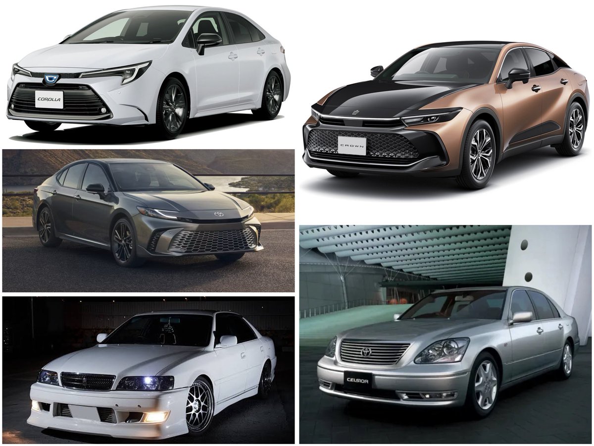 kinchan1059's tweet photo. 日本のクルマ好き中年の常識。トヨタのセダン、Cのルール。
カローラ（Corolla）
カムリ（Camry）
チェイサー（Chaser）
クラウン（Crown）
セルシオ（Celsior） https://t.co/gvQxD7Mh1V