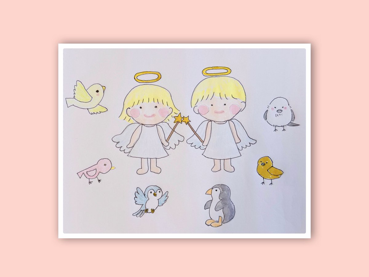 YoshikaShiny's tweet photo. 天使たちはみんなに
祝福を届けようとしているよ🌈
(∩^o^)⊃━━━━━☆ﾟ.*·。
#おえかき #天使 #ことり https://t.co/0Wf34fVAyk