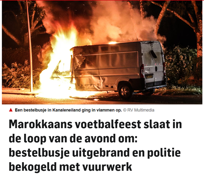 EnkelEchtNL's tweet photo. Wéér zijn onze straten het toneel van rellen en geweld na de winst van Marokko. Dit is geen feestvieren, dit is tuig dat onze hulpverleners aanvalt en onze steden sloopt! Onacceptabel. Wie onze wetten en politie minacht, hoort hier niet thuis. Handen af van onze hulpverleners! 🇳🇱 https://t.co/bWIZxUq5iH