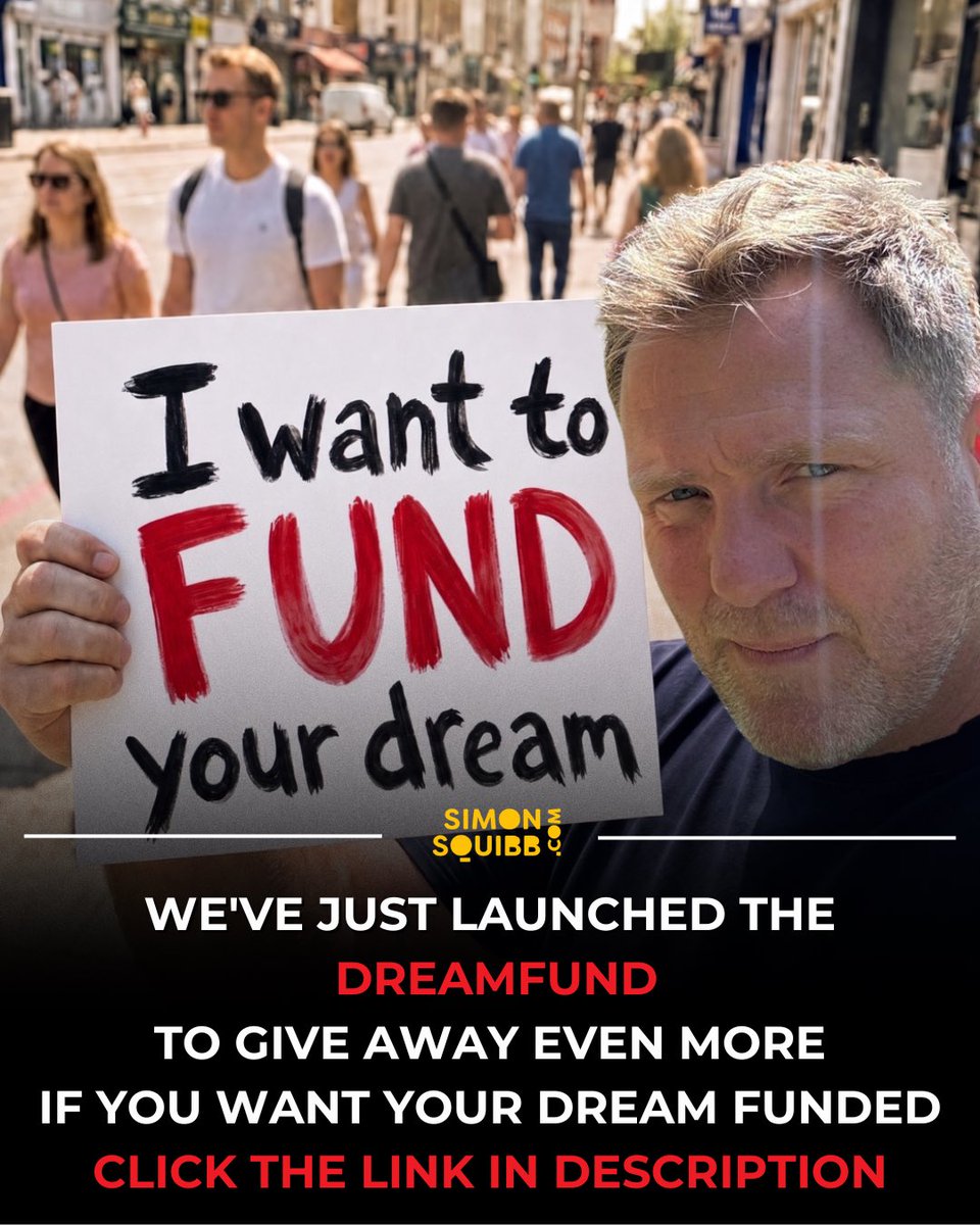 simonsquibb's tweet photo. Do you have a business idea you need funding for?

We've given away £500,000 and taken NOTHING back.

And this week, we just launched the DreamFund to fund MANY more dreams.

I've pledged 10% of the profit from every business I ever build, for the rest of my life, into the DreamFund.

And anyone from anywhere can apply for funding from it.

Here’s the link 👉 https://t.co/VRKb9D9dbS