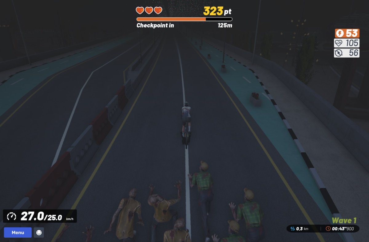 stem910's tweet photo. Stage2のプレゼンテーション観ながら、自転車漕いでゾンビから逃げるゲームやってたんだけど6wavesであっけなく死んでしまいました https://t.co/PpsfW0rAbZ