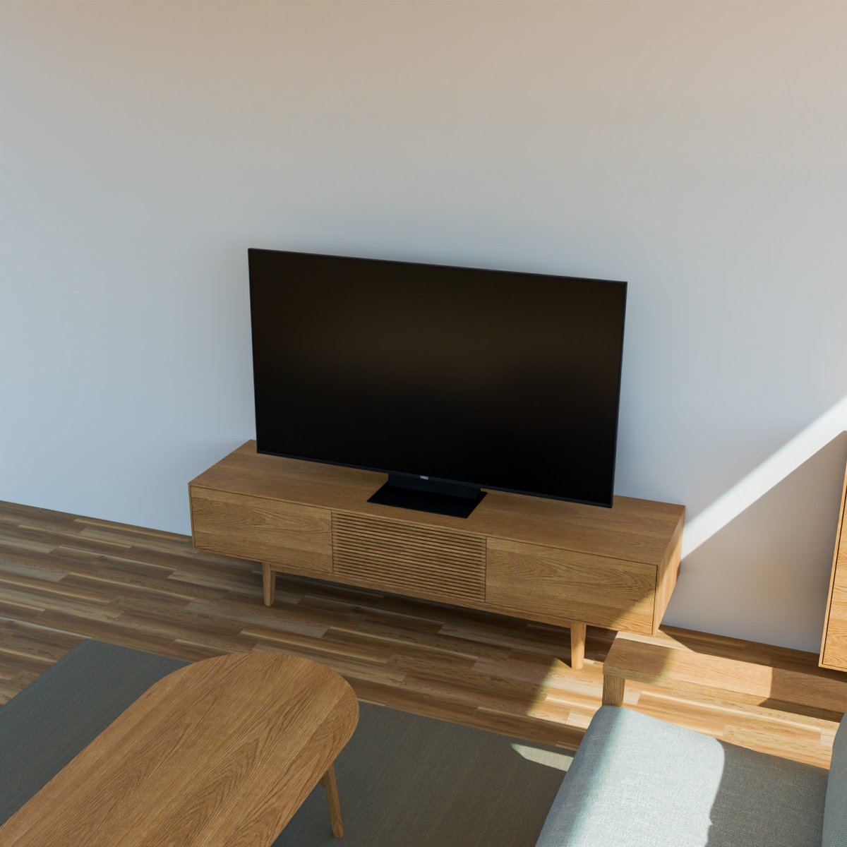 ryseino's tweet photo. 🪵 TVボード＆テレビをBoothで公開しました！
55型TV付き。モニターのマテリアルは分離してあるので表示コンテンツの差し替えも簡単です。
#Booth #3Dモデル #建築パース #VRChat #Blender #UE5 #インテリア https://t.co/rWYNtgQz08