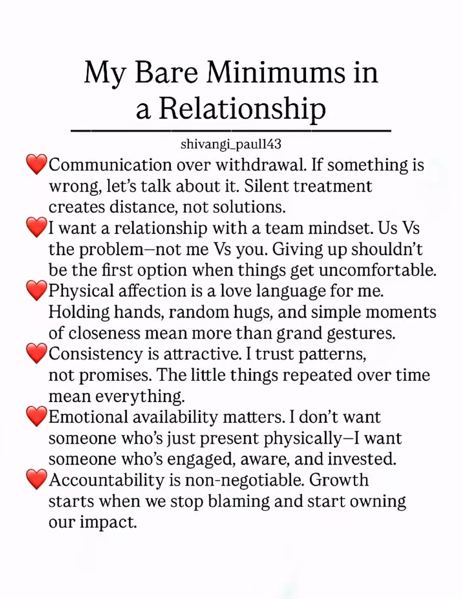 Liminal1988's tweet photo. My Bare Minimums in a relationship https://t.co/K4sEPLN4jA